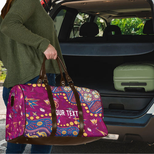 Personalized Brisbane Lions Travel Bag Aboriginal Pattern with Graffiti Style