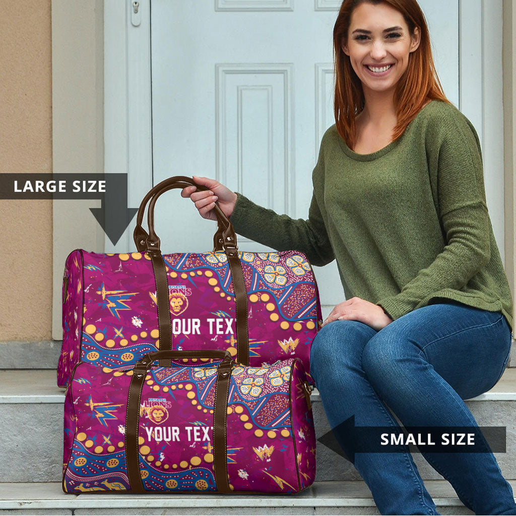 Personalized Brisbane Lions Travel Bag Aboriginal Pattern with Graffiti Style