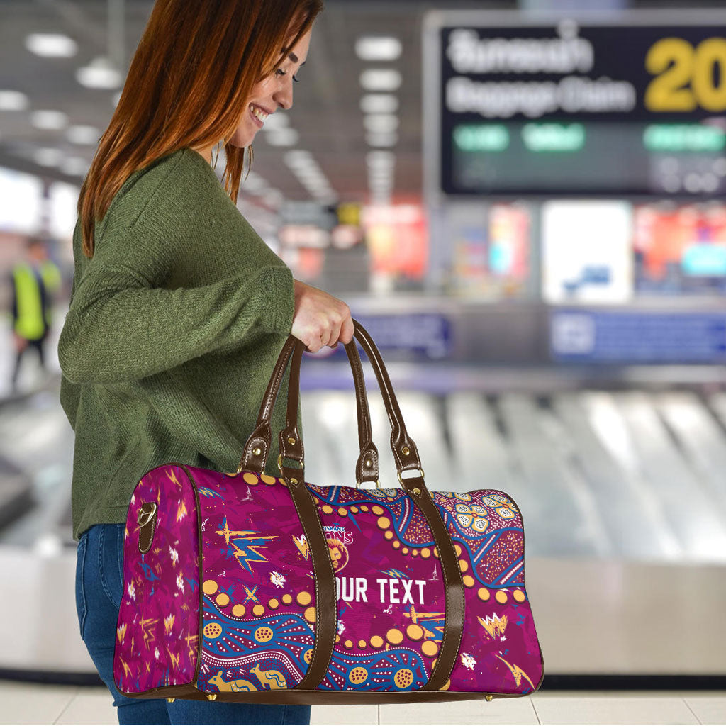 Personalized Brisbane Lions Travel Bag Aboriginal Pattern with Graffiti Style