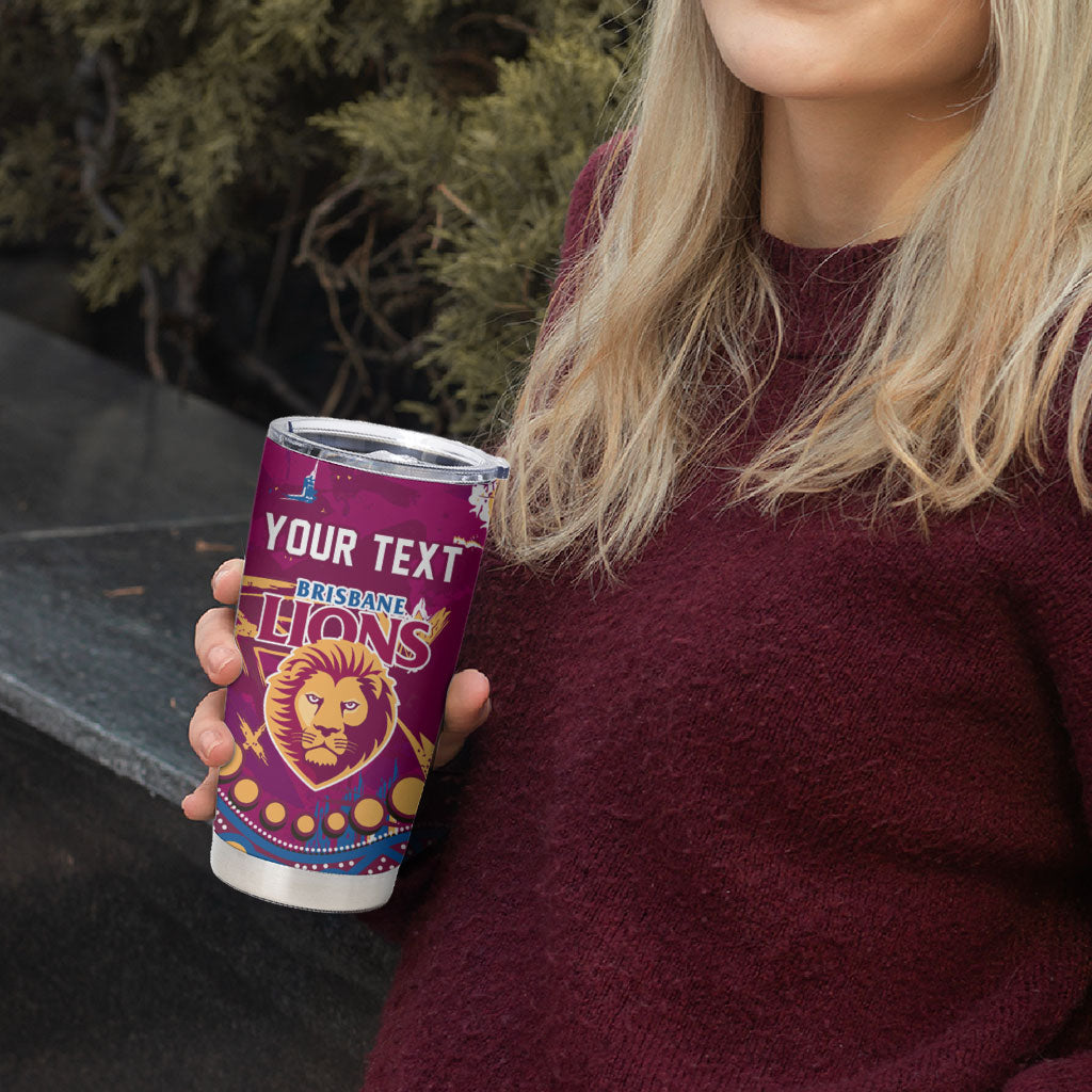 Personalized Brisbane Lions Tumbler Cup Aboriginal Pattern with Graffiti Style