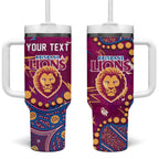 Personalized Brisbane Lions Tumbler With Handle Aboriginal Pattern with Graffiti Style