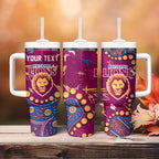 Personalized Brisbane Lions Tumbler With Handle Aboriginal Pattern with Graffiti Style