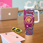 Personalized Brisbane Lions Tumbler With Handle Aboriginal Pattern with Graffiti Style