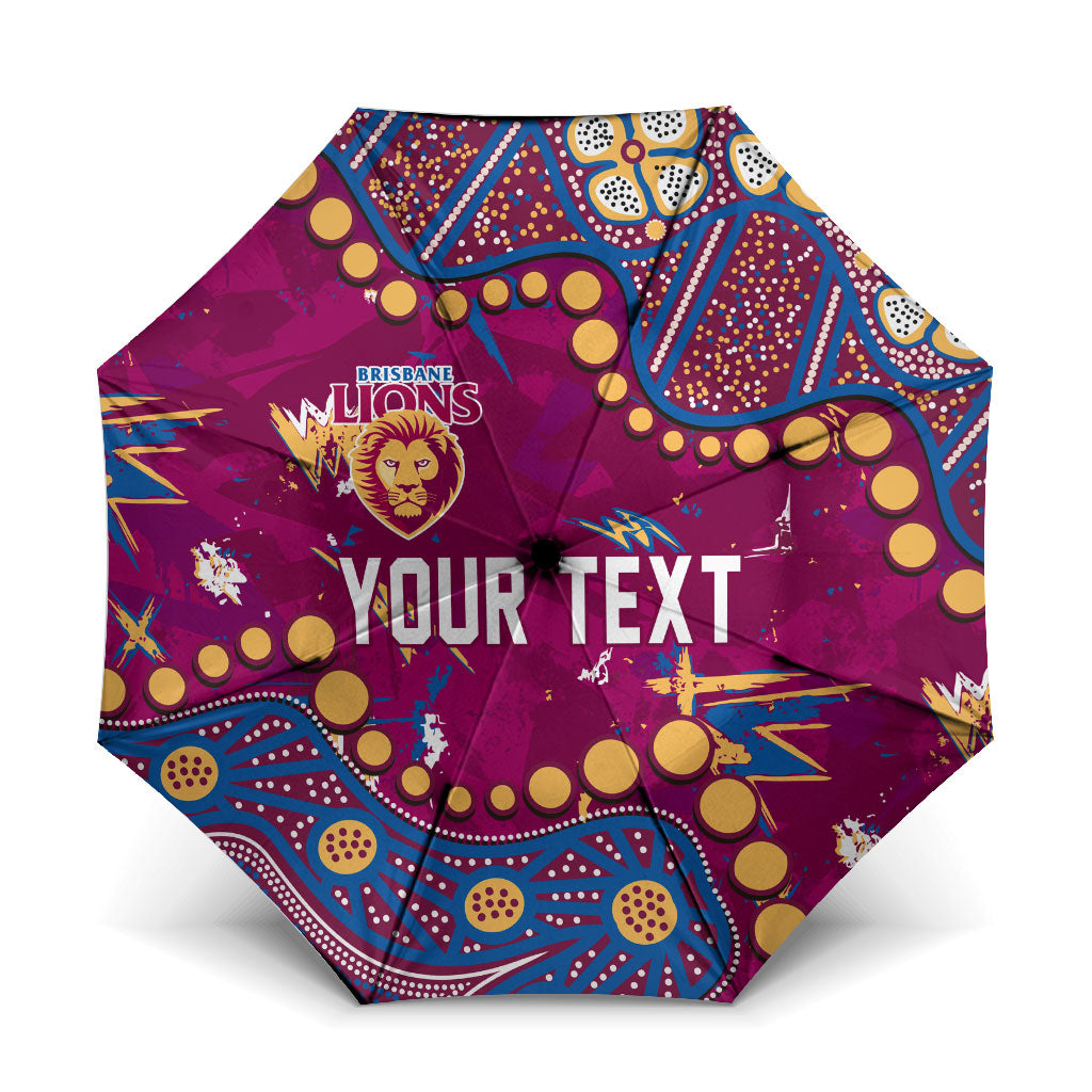 Personalized Brisbane Lions Umbrella Aboriginal Pattern with Graffiti Style