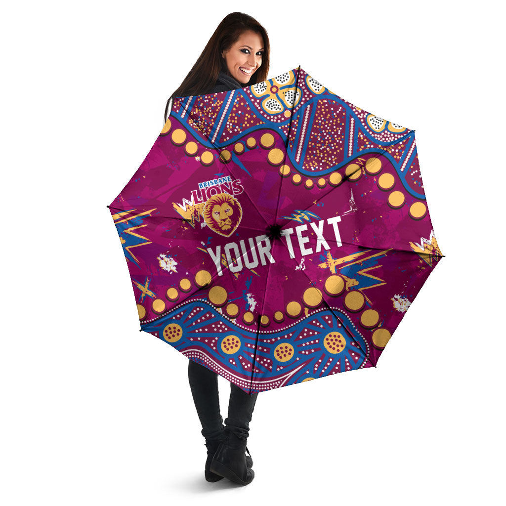 Personalized Brisbane Lions Umbrella Aboriginal Pattern with Graffiti Style