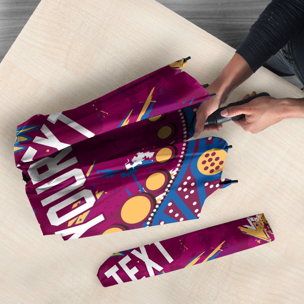 Personalized Brisbane Lions Umbrella Aboriginal Pattern with Graffiti Style