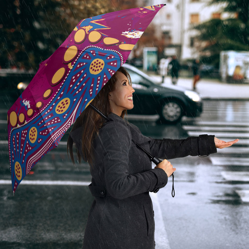 Personalized Brisbane Lions Umbrella Aboriginal Pattern with Graffiti Style