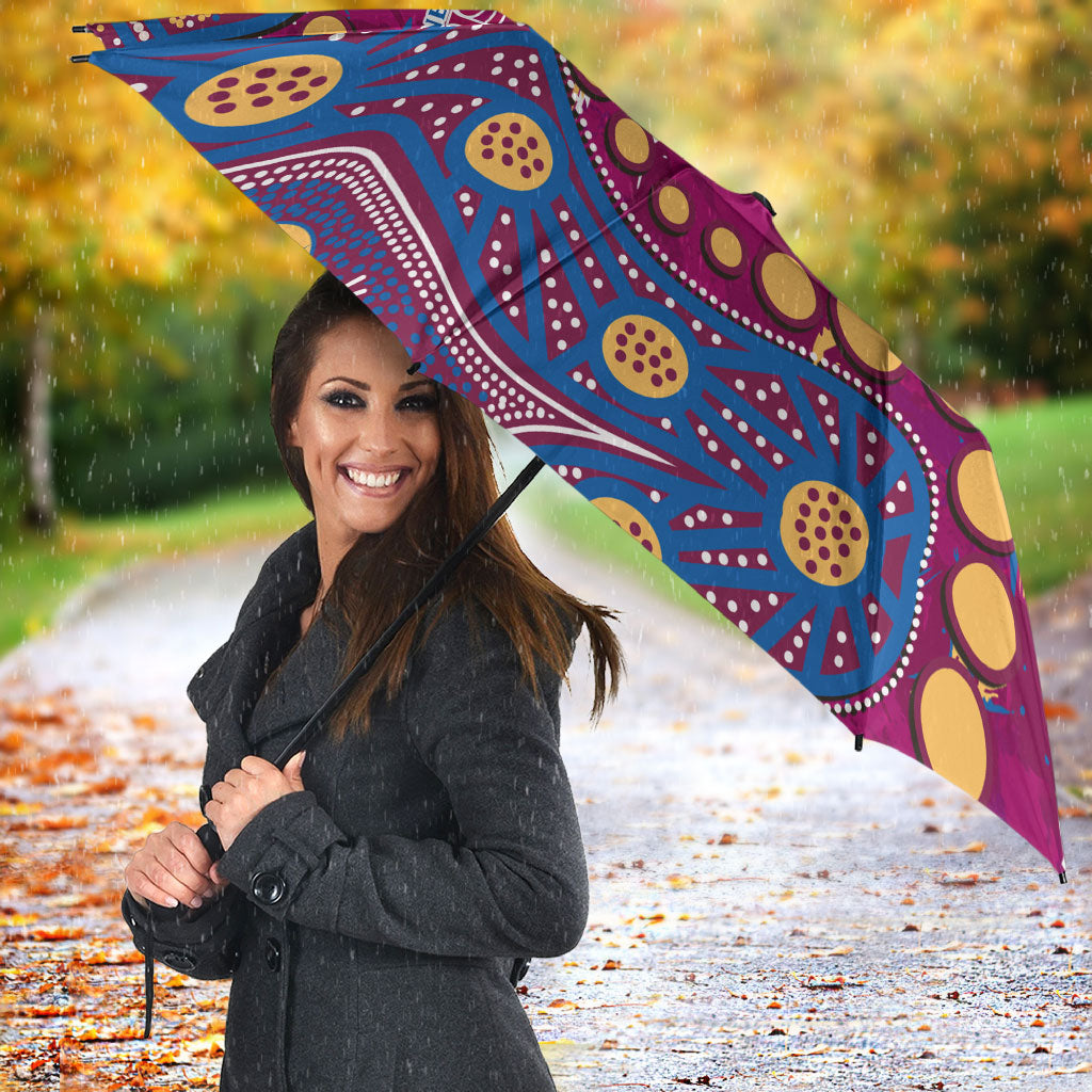 Personalized Brisbane Lions Umbrella Aboriginal Pattern with Graffiti Style