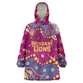 Personalized Brisbane Lions Wearable Blanket Hoodie Aboriginal Pattern with Graffiti Style