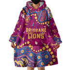 Personalized Brisbane Lions Wearable Blanket Hoodie Aboriginal Pattern with Graffiti Style