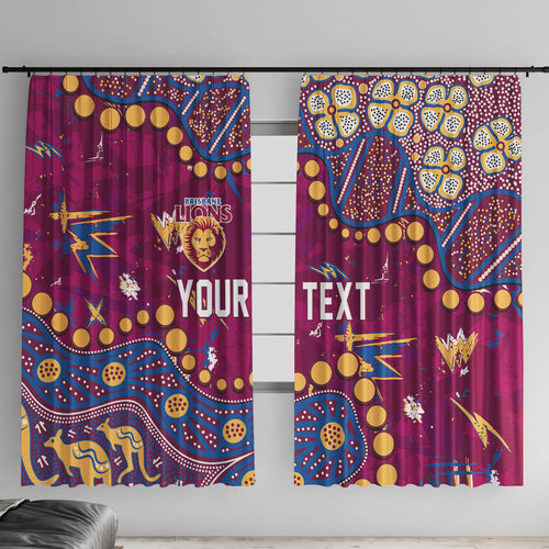 Personalized Brisbane Lions Window Curtain Aboriginal Pattern with Graffiti Style