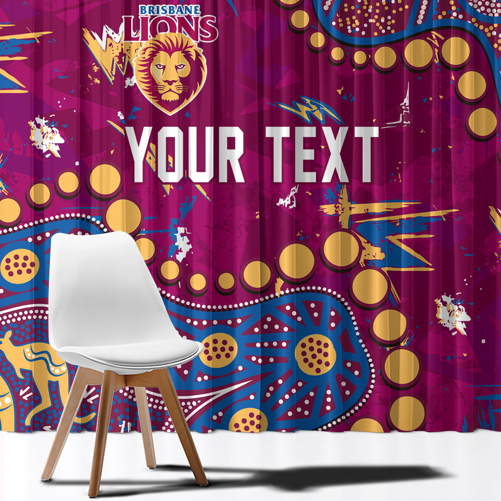 Personalized Brisbane Lions Window Curtain Aboriginal Pattern with Graffiti Style