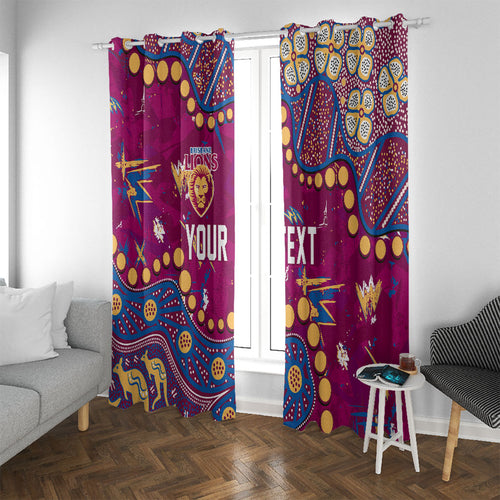 Personalized Brisbane Lions Window Curtain Aboriginal Pattern with Graffiti Style