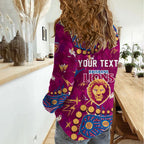 Personalized Brisbane Lions Women Casual Shirt Aboriginal Pattern with Graffiti Style