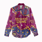 Personalized Brisbane Lions Women Casual Shirt Aboriginal Pattern with Graffiti Style