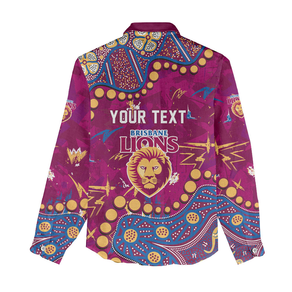 Personalized Brisbane Lions Women Casual Shirt Aboriginal Pattern with Graffiti Style