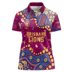 Personalized Brisbane Lions Women Polo Shirt Aboriginal Pattern with Graffiti Style