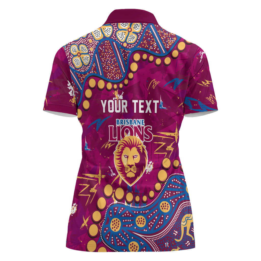 Personalized Brisbane Lions Women Polo Shirt Aboriginal Pattern with Graffiti Style