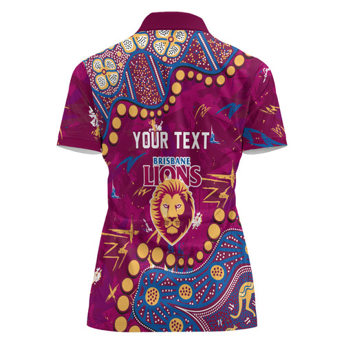 Personalized Brisbane Lions Women Polo Shirt Aboriginal Pattern with Graffiti Style