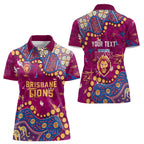 Personalized Brisbane Lions Women Polo Shirt Aboriginal Pattern with Graffiti Style