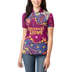 Personalized Brisbane Lions Women Polo Shirt Aboriginal Pattern with Graffiti Style