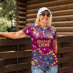 Personalized Brisbane Lions Women Polo Shirt Aboriginal Pattern with Graffiti Style