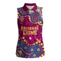 Personalized Brisbane Lions Women Sleeveless Polo Shirt Aboriginal Pattern with Graffiti Style