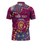 Personalized Brisbane Lions Zipper Polo Shirt Aboriginal Pattern with Graffiti Style