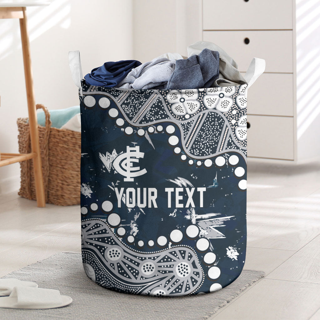 Personalized Carlton Blues Laundry Basket Aboriginal Pattern with Graffiti Style