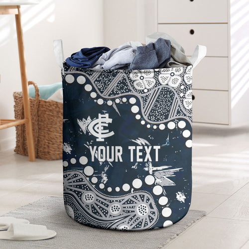 Personalized Carlton Blues Laundry Basket Aboriginal Pattern with Graffiti Style