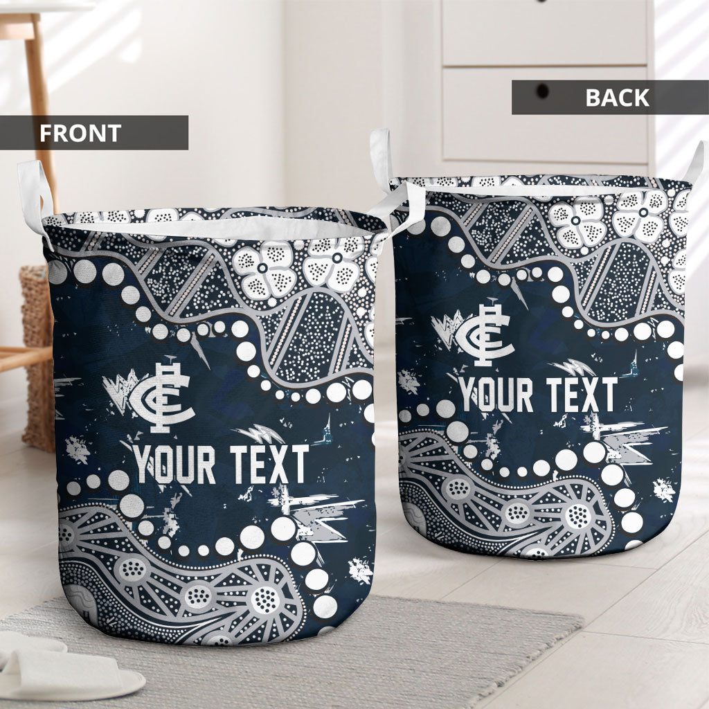 Personalized Carlton Blues Laundry Basket Aboriginal Pattern with Graffiti Style