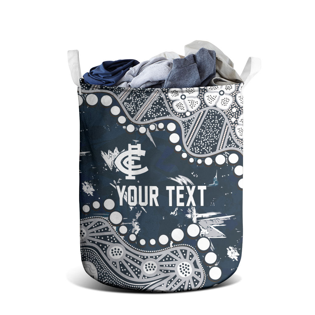Personalized Carlton Blues Laundry Basket Aboriginal Pattern with Graffiti Style
