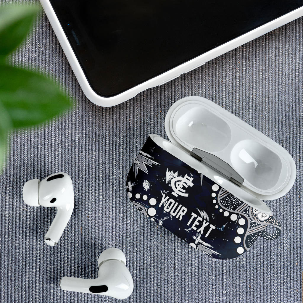 Personalized Carlton Blues AirPods Case Aboriginal Pattern with Graffiti Style
