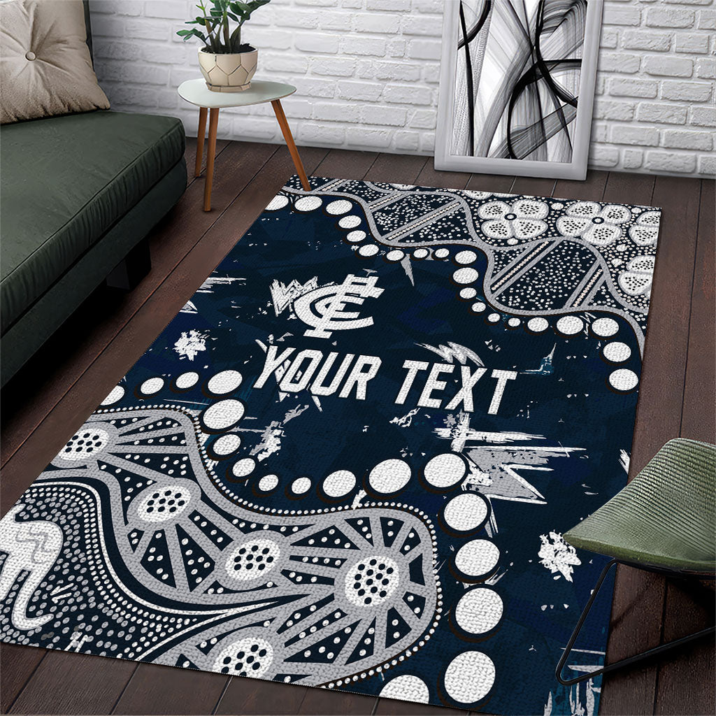 Personalized Carlton Blues Area Rug Aboriginal Pattern with Graffiti Style