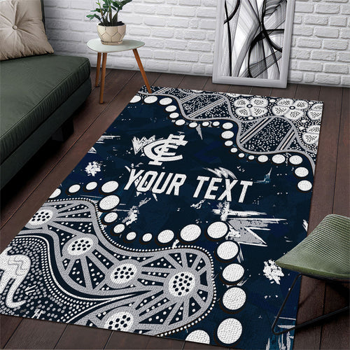 Personalized Carlton Blues Area Rug Aboriginal Pattern with Graffiti Style