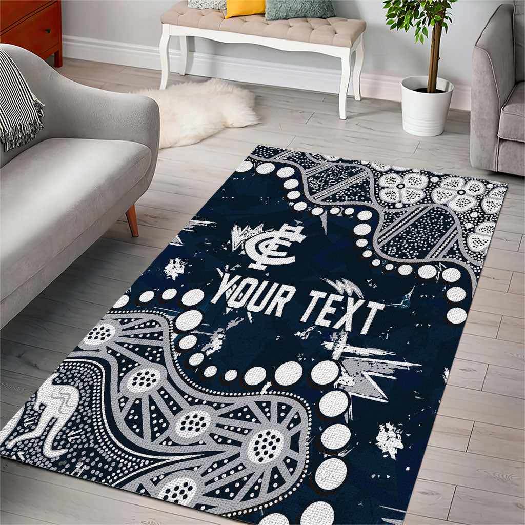 Personalized Carlton Blues Area Rug Aboriginal Pattern with Graffiti Style