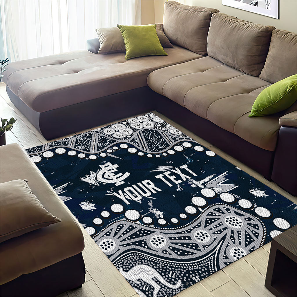 Personalized Carlton Blues Area Rug Aboriginal Pattern with Graffiti Style