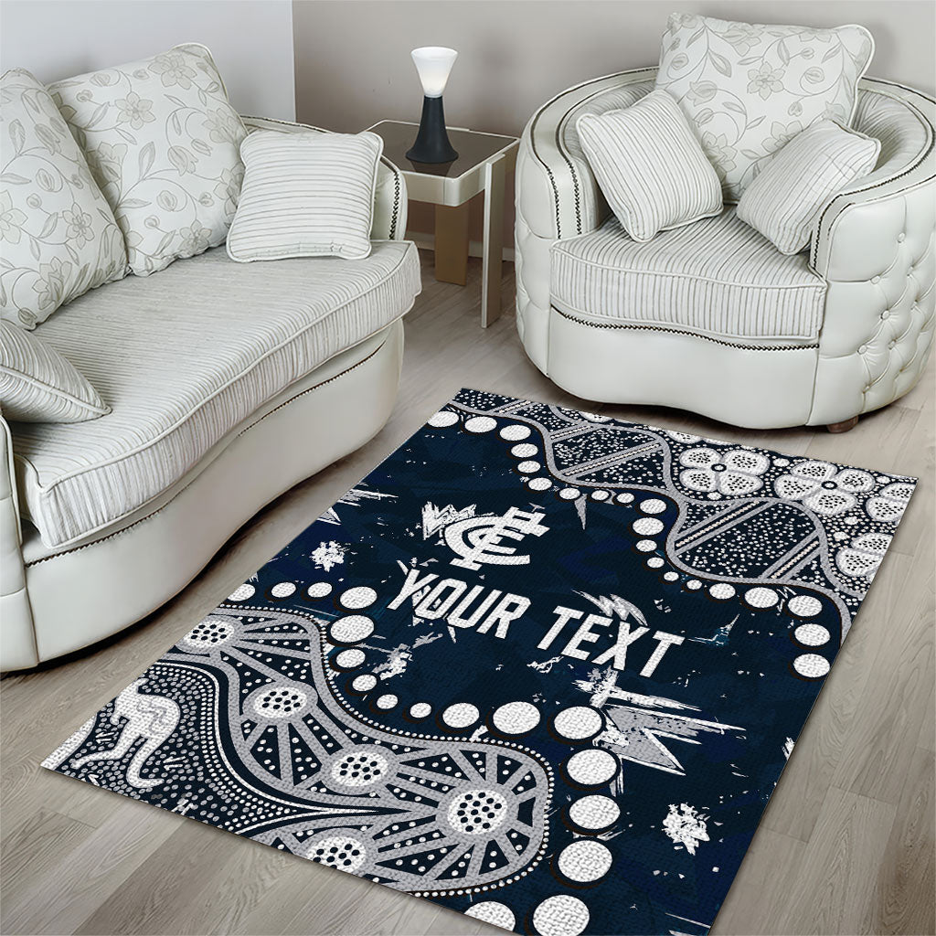 Personalized Carlton Blues Area Rug Aboriginal Pattern with Graffiti Style