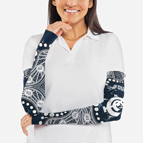 Personalized Carlton Blues Arm Sleeves Aboriginal Pattern with Graffiti Style