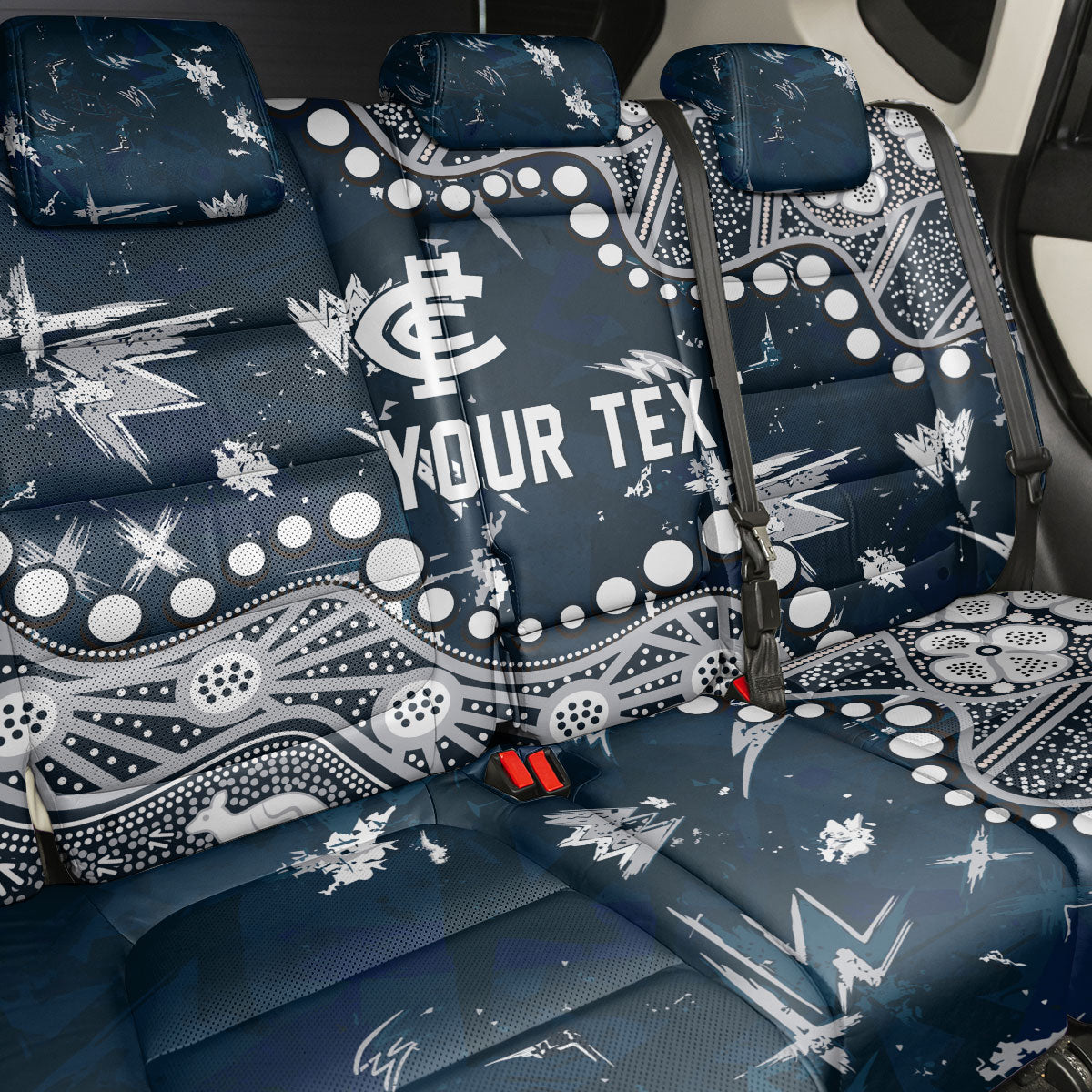 Personalized Carlton Blues Back Car Seat Cover Aboriginal Pattern with Graffiti Style