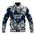 Personalized Carlton Blues Baseball Jacket Aboriginal Pattern with Graffiti Style