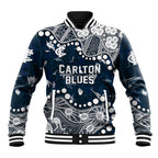 Personalized Carlton Blues Baseball Jacket Aboriginal Pattern with Graffiti Style