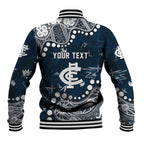 Personalized Carlton Blues Baseball Jacket Aboriginal Pattern with Graffiti Style