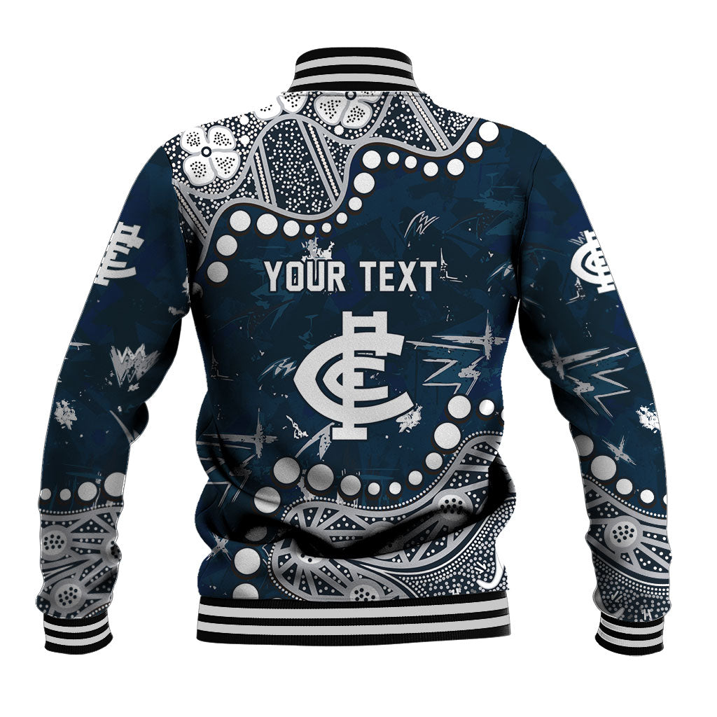 Personalized Carlton Blues Baseball Jacket Aboriginal Pattern with Graffiti Style