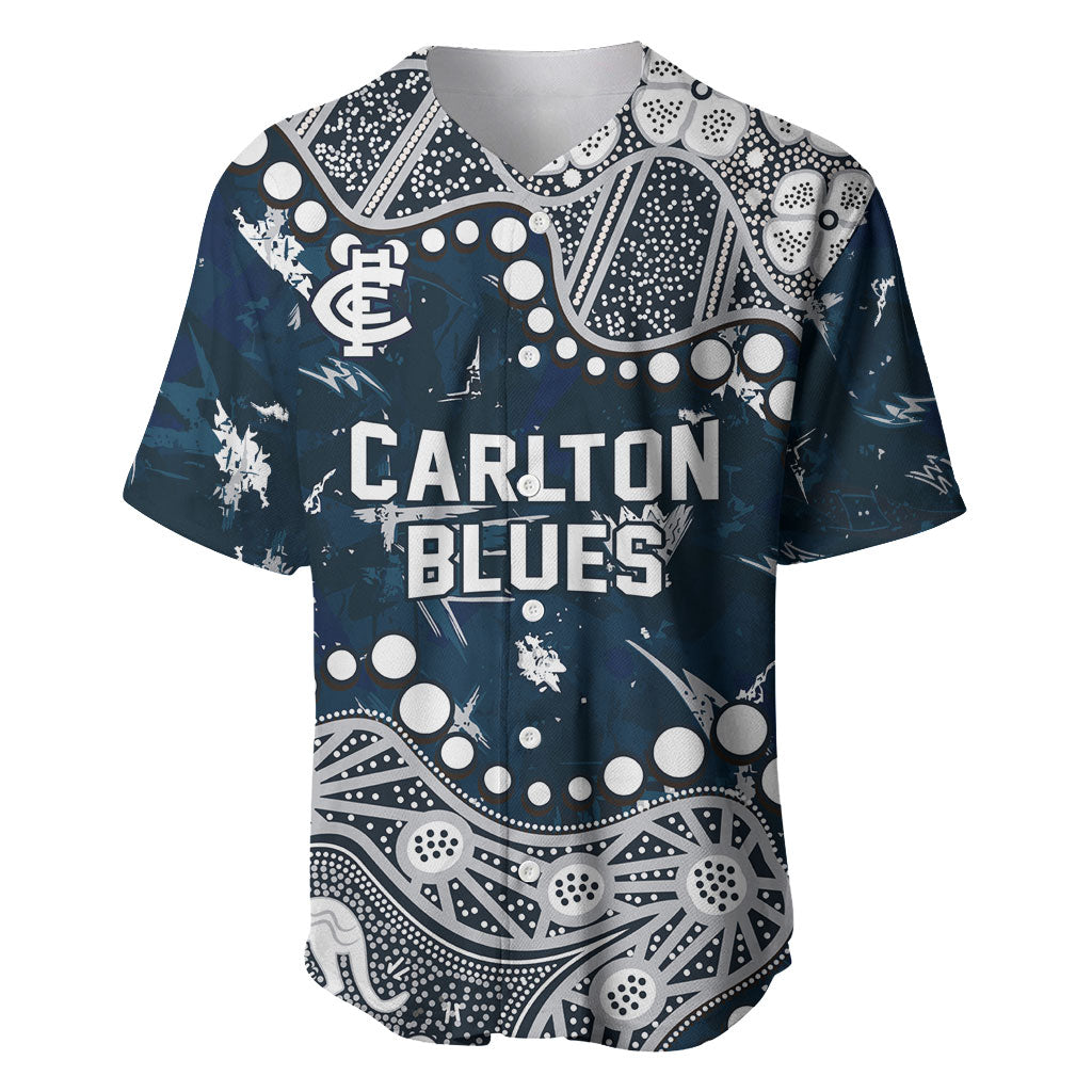 Personalized Carlton Blues Baseball Jersey Aboriginal Pattern with Graffiti Style
