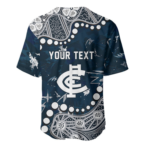 Personalized Carlton Blues Baseball Jersey Aboriginal Pattern with Graffiti Style