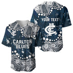 Personalized Carlton Blues Baseball Jersey Aboriginal Pattern with Graffiti Style