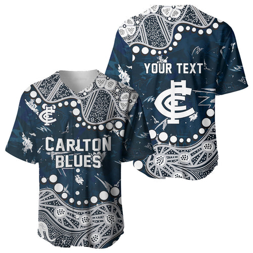 Personalized Carlton Blues Baseball Jersey Aboriginal Pattern with Graffiti Style