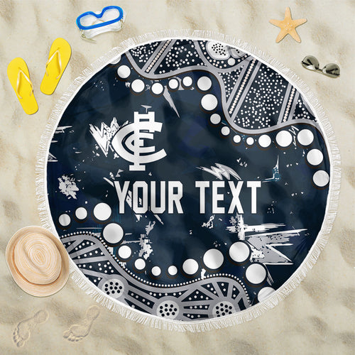 Personalized Carlton Blues Beach Blanket Aboriginal Pattern with Graffiti Style