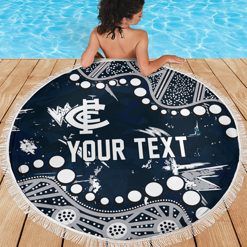 Personalized Carlton Blues Beach Blanket Aboriginal Pattern with Graffiti Style